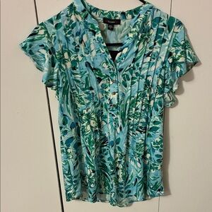 Cocomo Green and Blue Floral Blouse